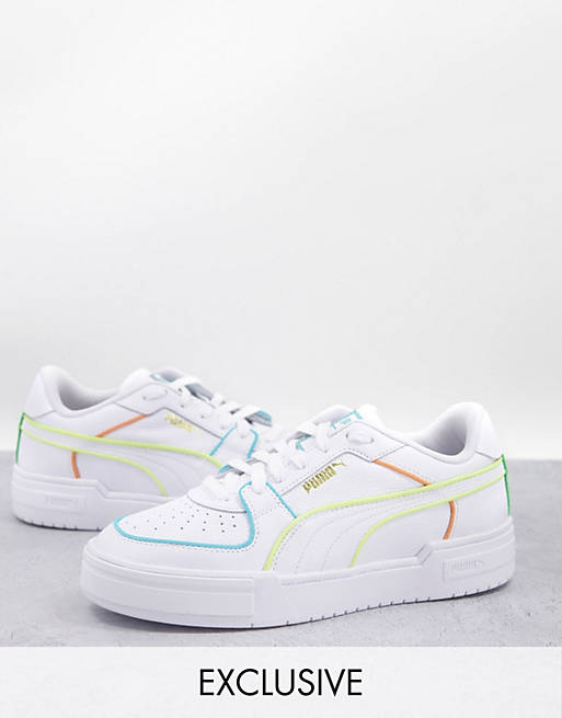 Puma CA Pro neon pipe trainers in white and yellow exclusive to ASOS