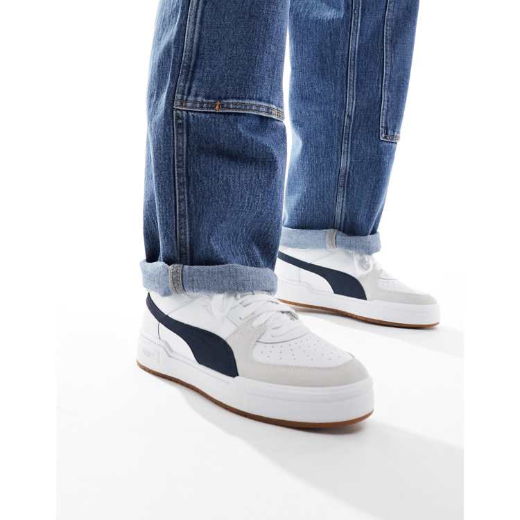 PUMA CA Pro sneakers in white and navy with gum sole ASOS