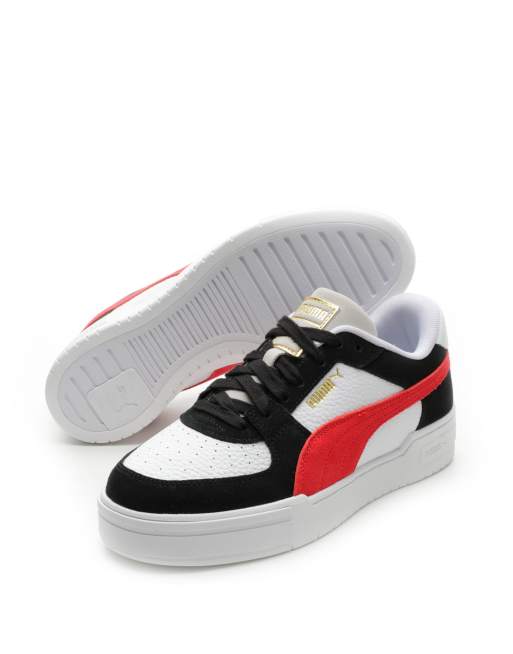 Puma red shop and black shoes