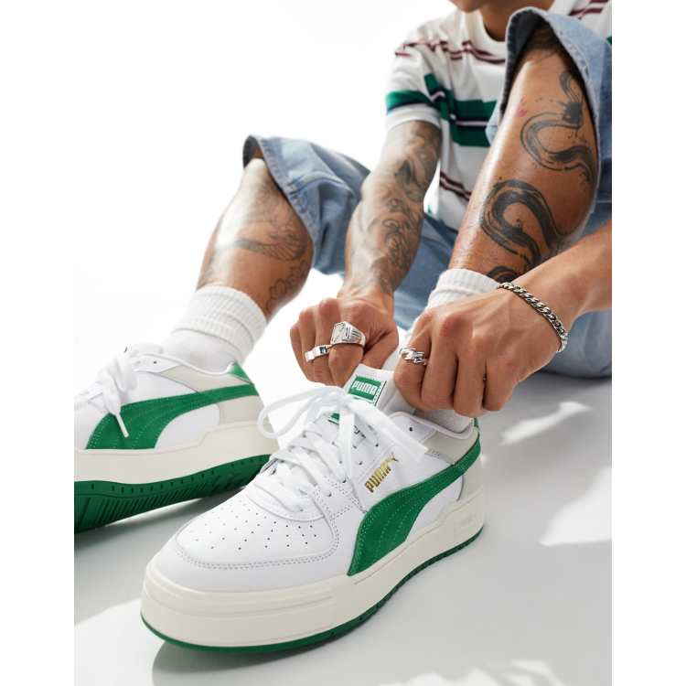 Puma CA Pro suede trainers in white and green ASOS