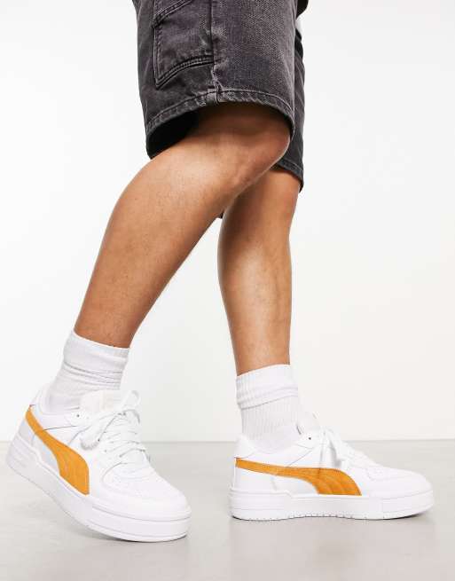 Puma CA Pro suede trainers in white with yellow detail