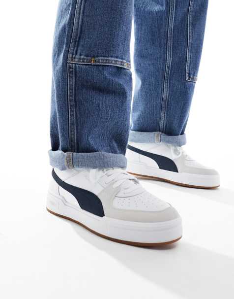 Puma CA Pro trainers in white and navy with gum sole