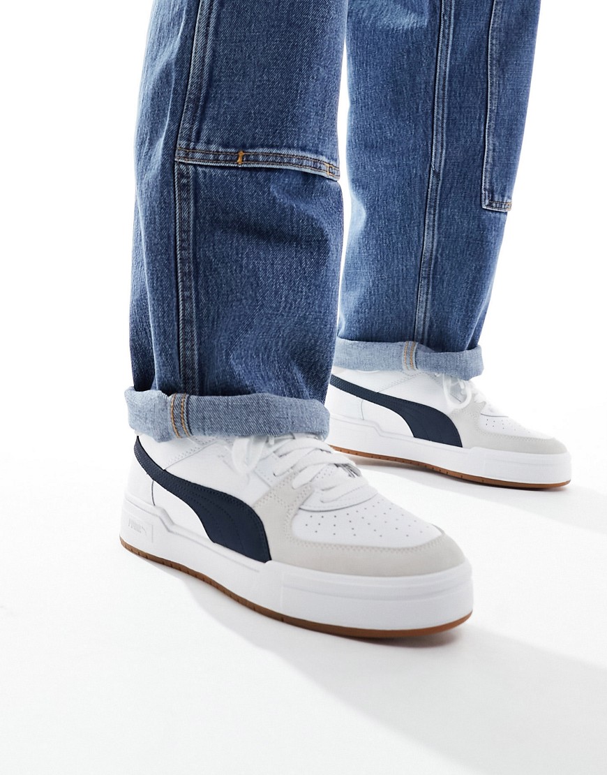Puma CA Pro trainers in white and navy with gum sole