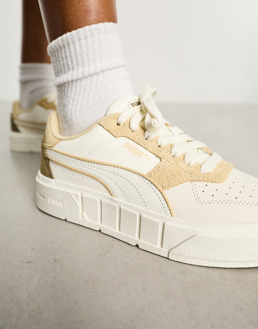 Puma Cali Court Sneakers In White With Neutral Detail