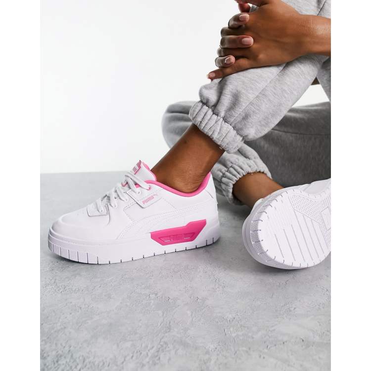 Puma suede blanche clearance et rose