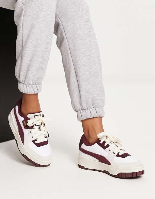 Puma Cali Dream chunky trainers in off white and burgundy | ASOS