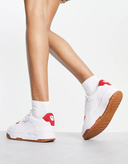 Puma cali hot sale white and red