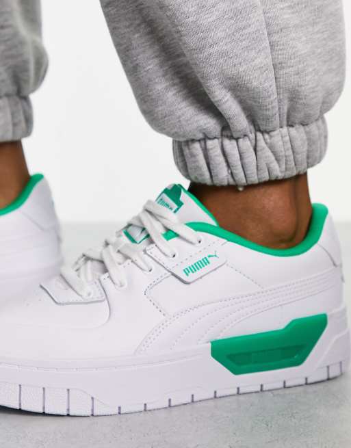 Puma Cali Dream sneakers in white and acid green Exclusive to ASOS