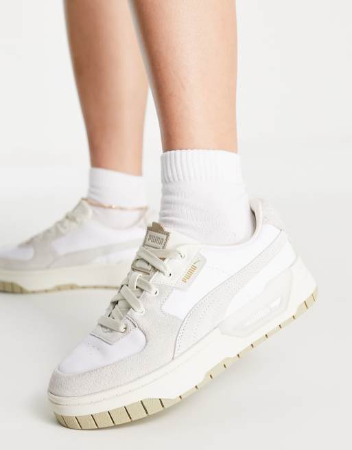 Puma Cali Sport chunky trainers in white and coral, ASOS