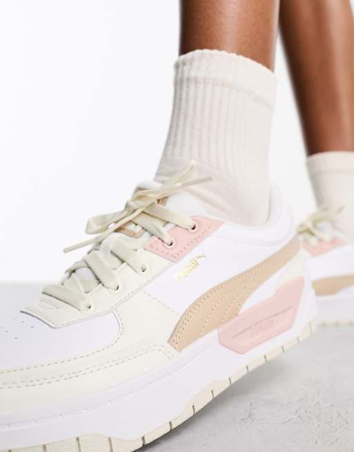 Puma Cali Sport chunky trainers in white and coral, ASOS