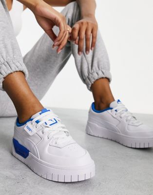 Puma Cali Dream trainers in white and acid blue - excluisve to ASOS
