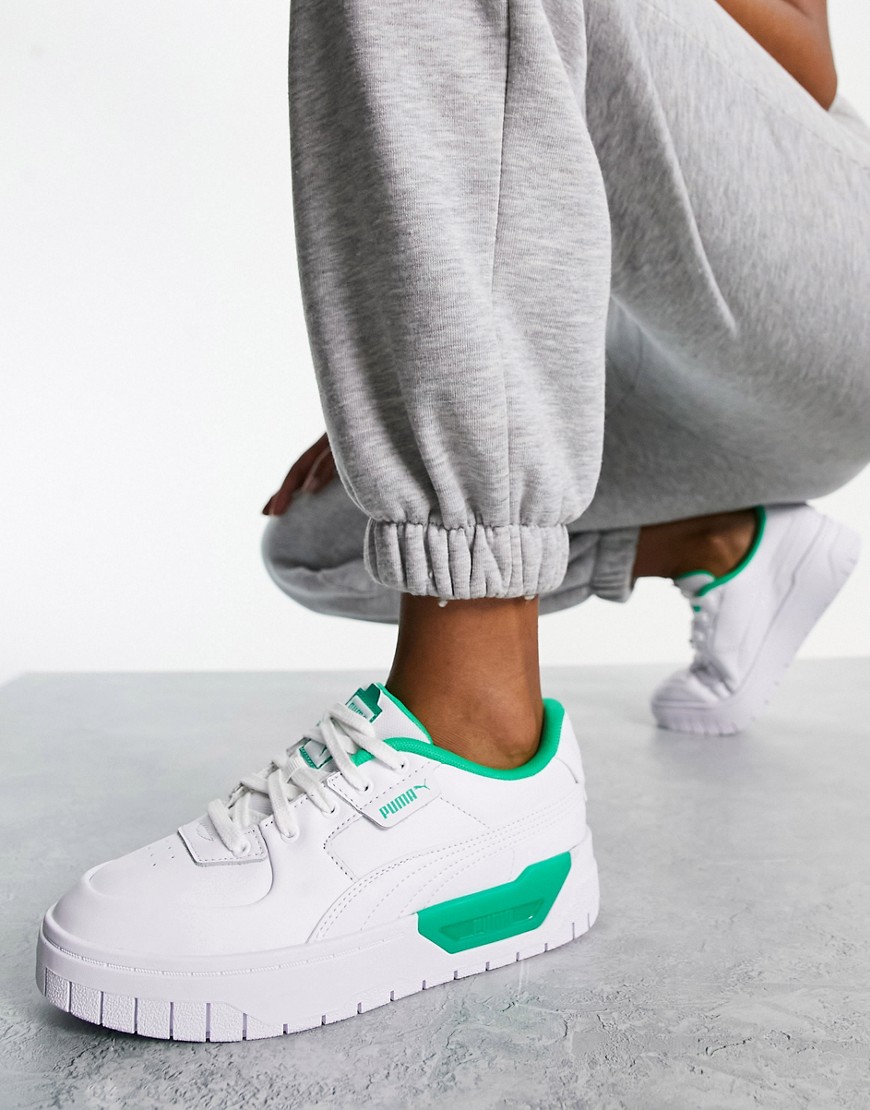 Puma Cali Dream trainers in white and acid green - exclusive to ASOS - WHITE