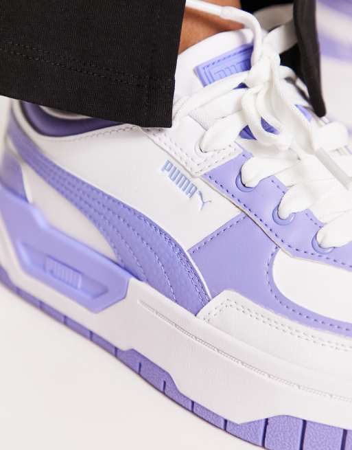 Puma Cali Dream tweak sneakers in white with lavender pop detail