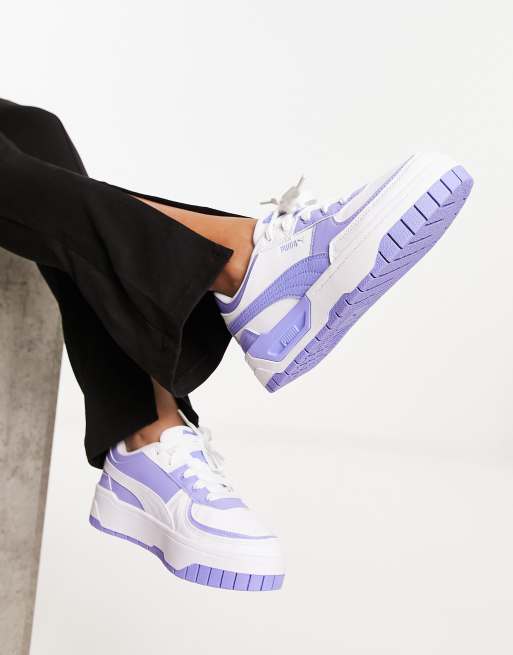 Puma Cali Dream tweak sneakers in white with lavender pop detail WHITE WHITE