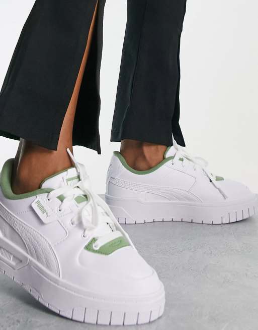 PUMA – Cali Dream – Vita och blekgröna sneakers i frotté, 3 av 4