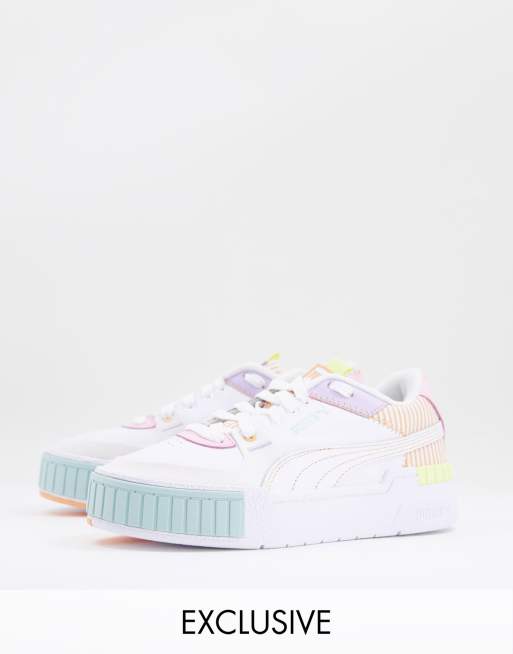 Puma Cali Sport – Buty sportowe w kolorze białym z patchworkowymi wstawkami w wielu kolorach – tylko w ASOS
