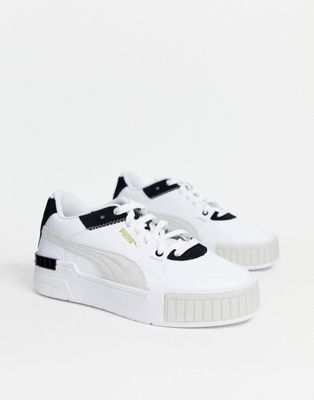 puma cali white and black sneakers