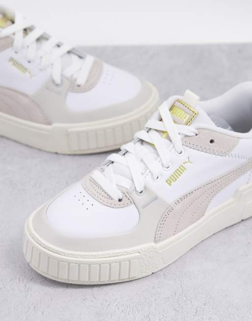 Puma Cali Sport chunky trainers in white and coral, ASOS