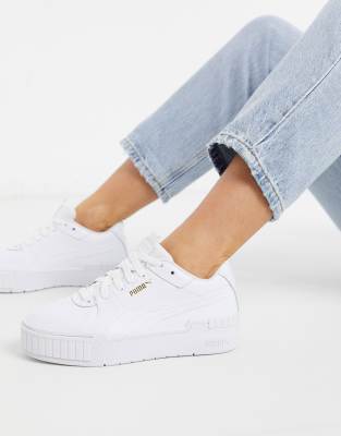 Puma Cali Sport chunky trainers in white and coral, ASOS