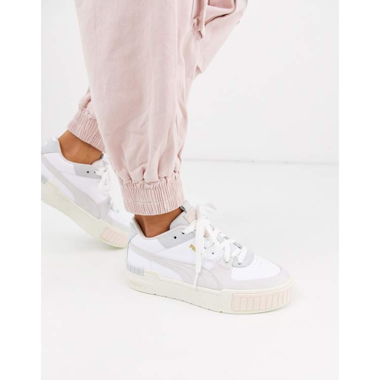 Puma Cali Sport chunky trainers in white and coral, ASOS