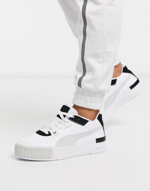 Puma Cali Sport chunky trainers in white and black