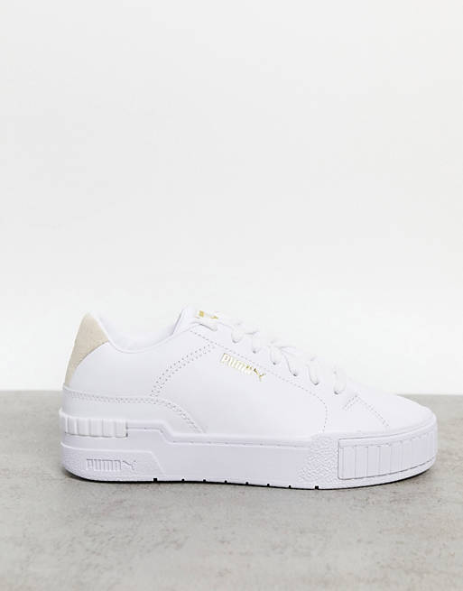 Puma Cali Sport Clean trainers in white and sand