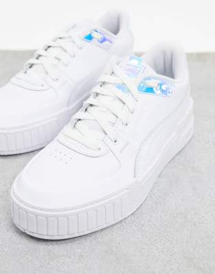 puma cali sport glow metallic trainers in white