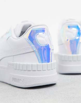 puma cali sport glow metallic trainers in white