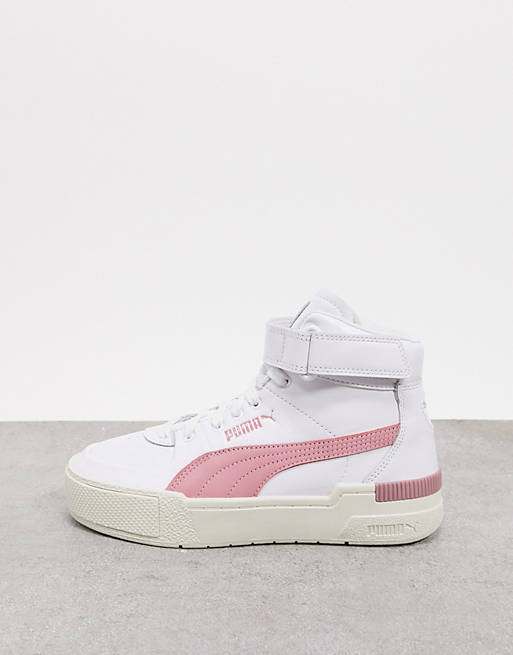 Puma Cali Sport Hi-top sneakers in white and pink | ASOS