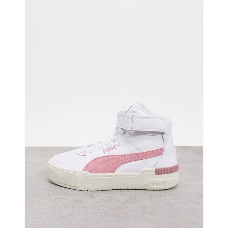 Puma Cali Sport Hi-top sneakers in white and pink