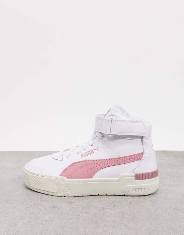 Puma Cali Sport Hi-top sneakers in white and pink