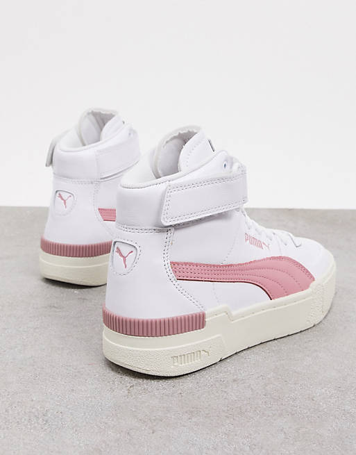 Puma Cali Sport Hi-top sneakers in white and pink