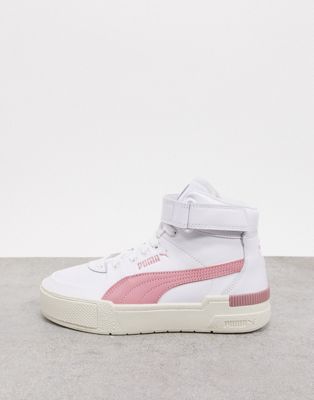 Puma - Cali Sport - Sneakers alte bianche e rosa | ASOS