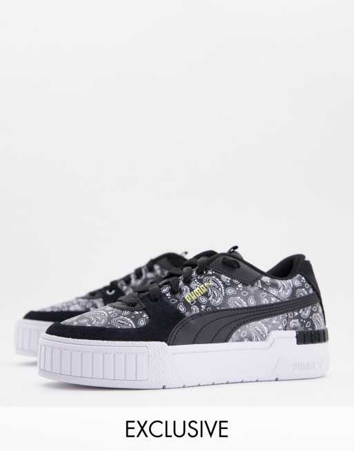 PUMA Cali Sport sneakers in black and paisley print ASOS