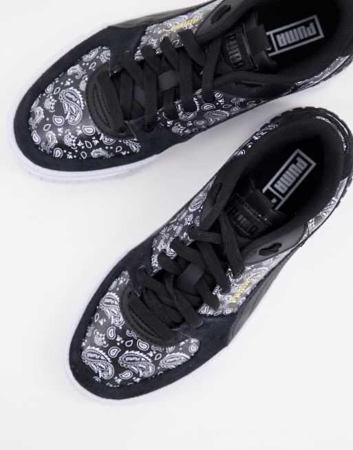 PUMA Cali Sport sneakers in black and paisley print