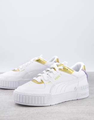 Puma cali sport sneakers in white and gold