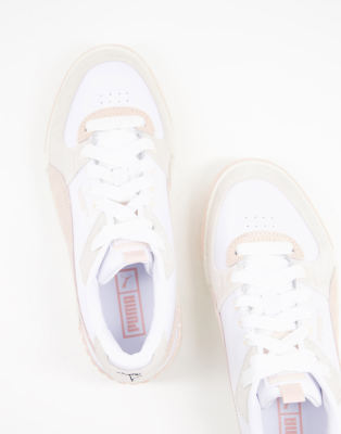 puma cali sport trainers in white and pastel pink