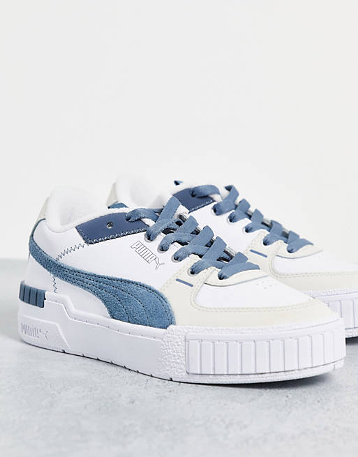 Puma Cali Sport sneakers in white and petrol blue
