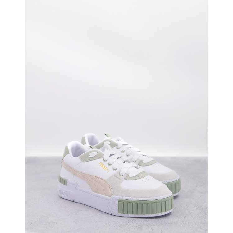 Puma Cali Sport sneakers in white and sage green ASOS