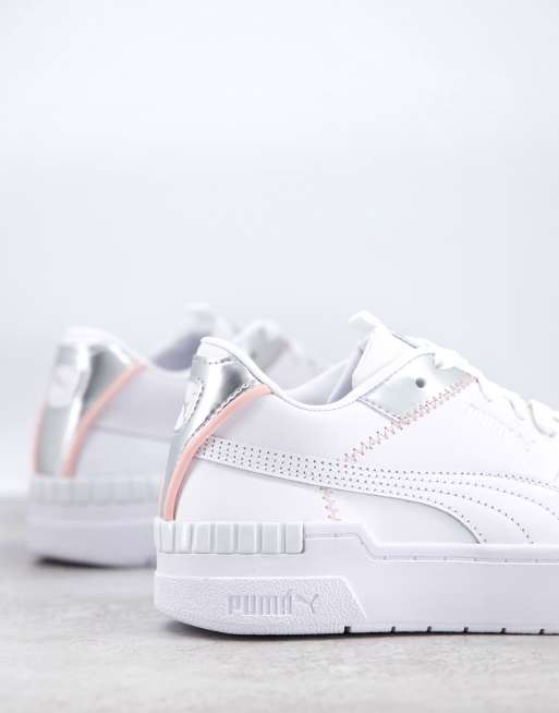 Puma Cali Sport chunky trainers in white and coral, ASOS