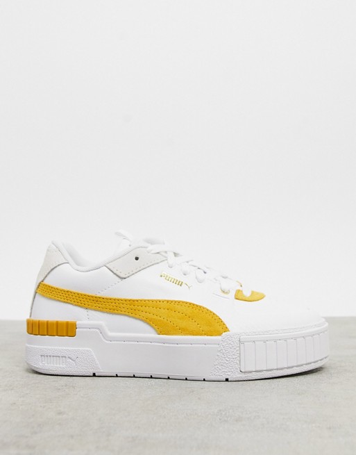 Puma Cali Sport sneakers in white and yellow | ASOS