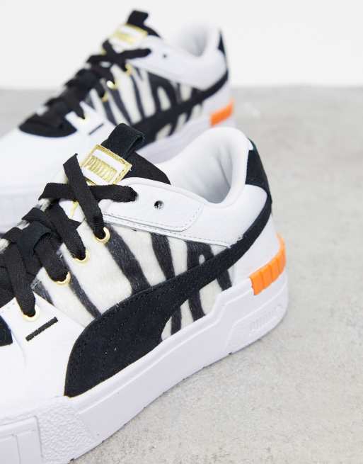 Puma Cali Sport sneakers in white with cheetah detail - exclusive to ASOS