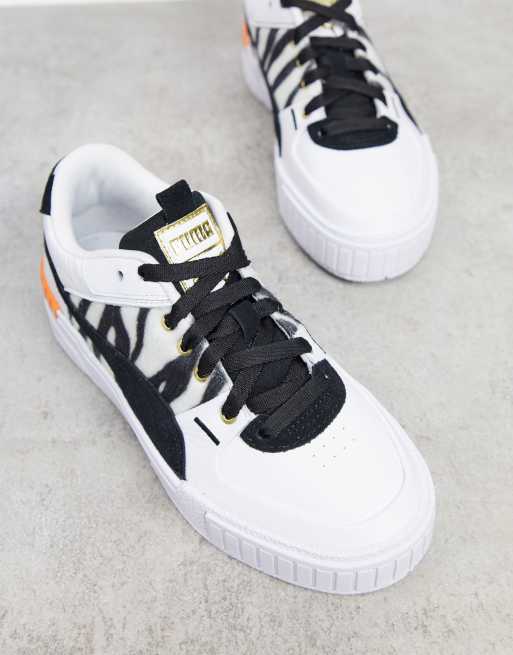 Puma Cali Sport sneakers in white with cheetah detail - exclusive to ASOS