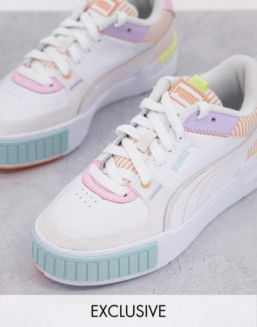 Puma Cali Sport sneakers in white multi with patchwork details Exclusive to ASOS