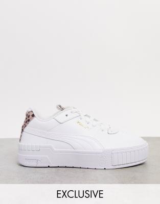 Puma Cali Sport Sneakers In White With Cheetah Detail - Exclusive To Asos