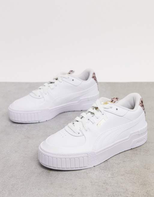 Puma Cali Sport sneakers in white with cheetah detail exclusive to ASOS