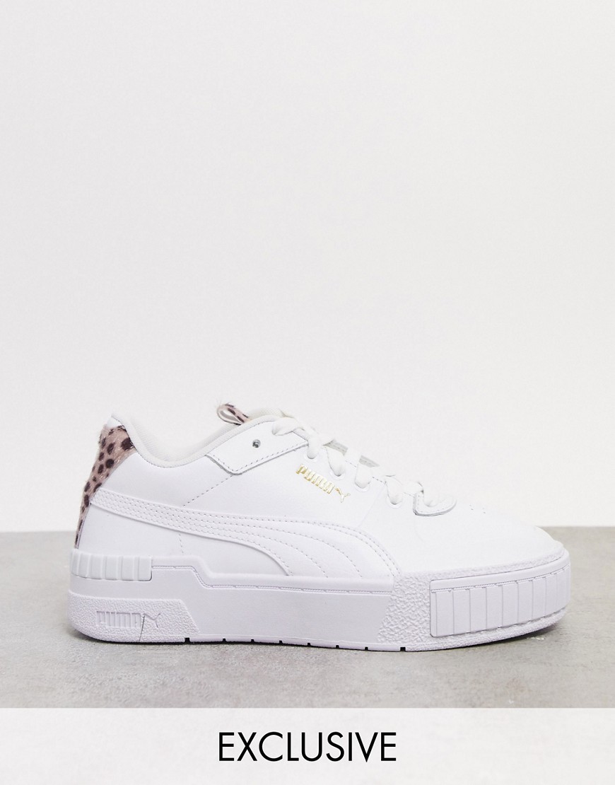 PUMA - Cali Sport - Sneakers in wit met cheetah detail, exclusief bij ASOS