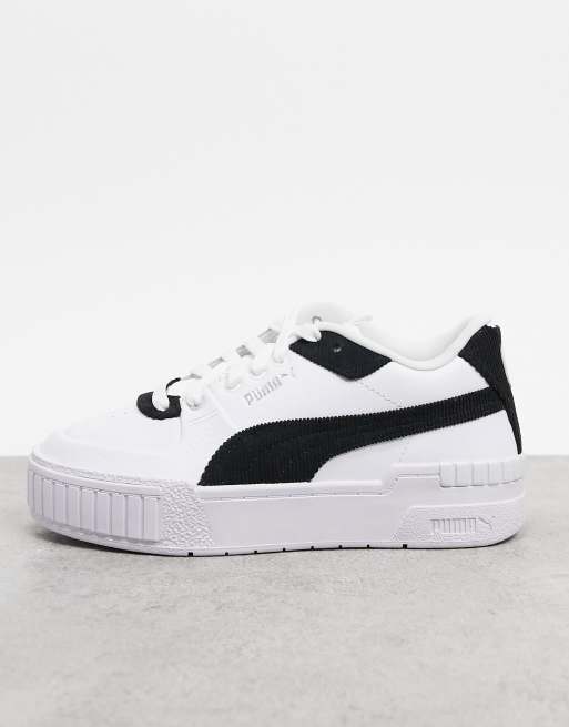 Puma Cali Sport sneakers with in white and black corduroy | ASOS