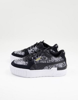 Puma Cali Sport trainers in black and paisley print