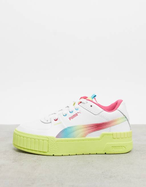 Puma Cali Sport trainers in white and rainbow